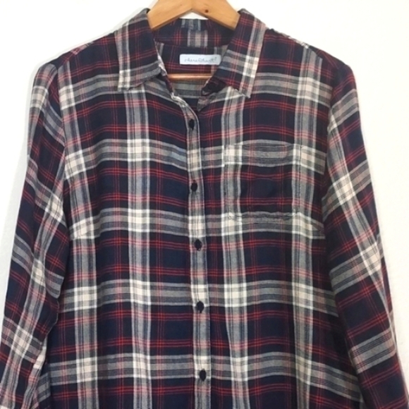 Karen Hart Plaid Tunic Button Back Size Medium - Picture 2 of 13